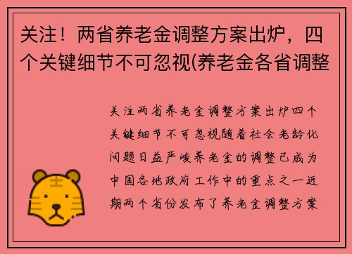 关注！两省养老金调整方案出炉，四个关键细节不可忽视(养老金各省调整方案)